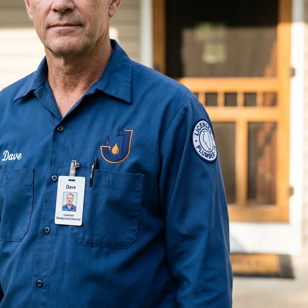 Licensed plumber showing ID badge in Leitchfield, KY
