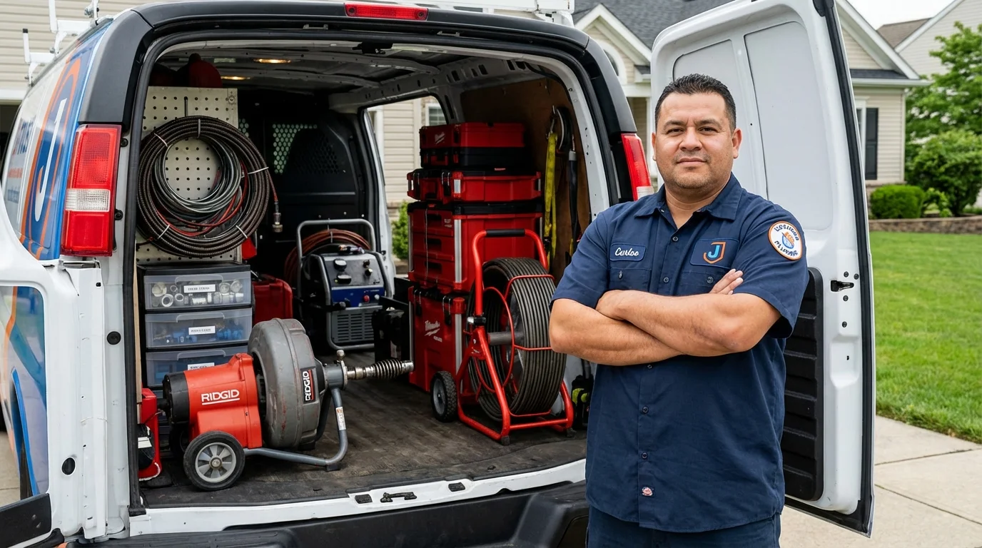 Professional drain cleaning equipment and Johns Plumbing LLC plumber in Leitchfield