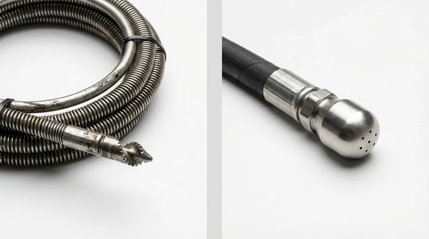 Drain snake cable and hydro jetting nozzle used for drain cleaning in Leitchfield, KY