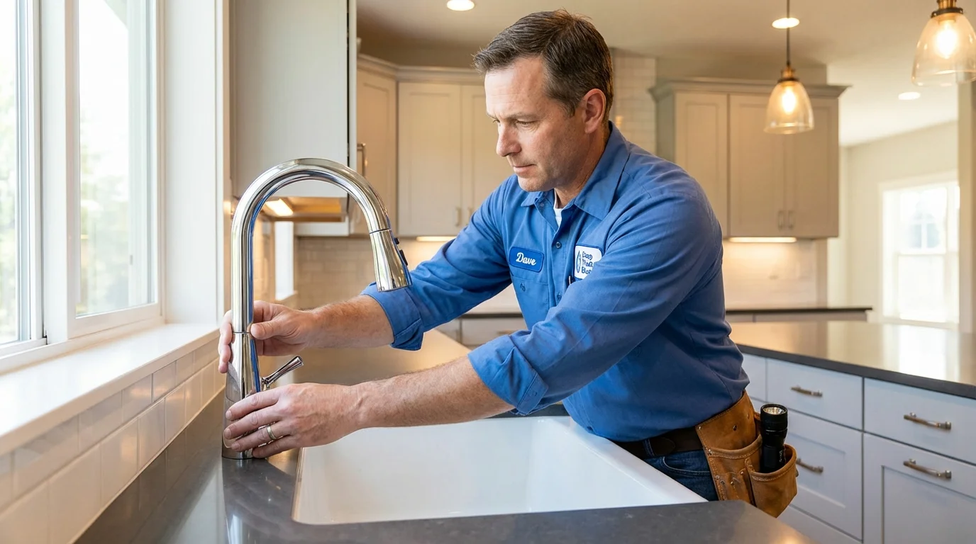 Kitchen faucet installation by Johns Plumbing LLC in Leitchfield